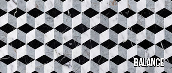 black, white and grey marble tiles to create a cube pattern by robel