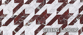 Red and white marble chevrons creating a dogtooth pattern